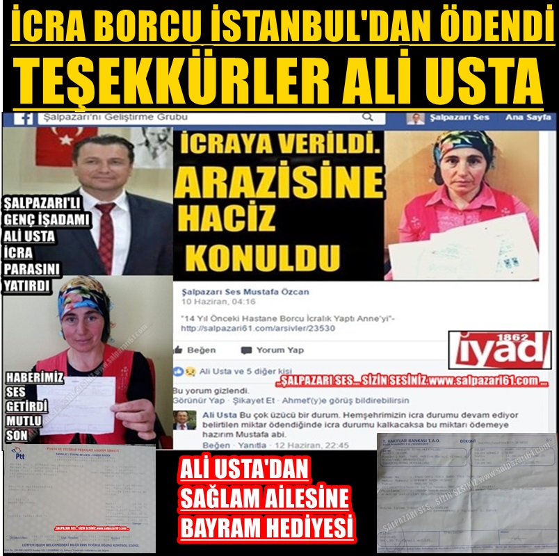 ''İcra Borcu İstanbul’dan Ödendi;Teşekkürler, Ali Usta''