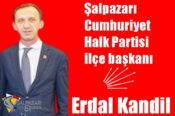Şalpazarı CHP İlçe Başkanı Erdal Kandil Bayram Mesajı Yayınladı