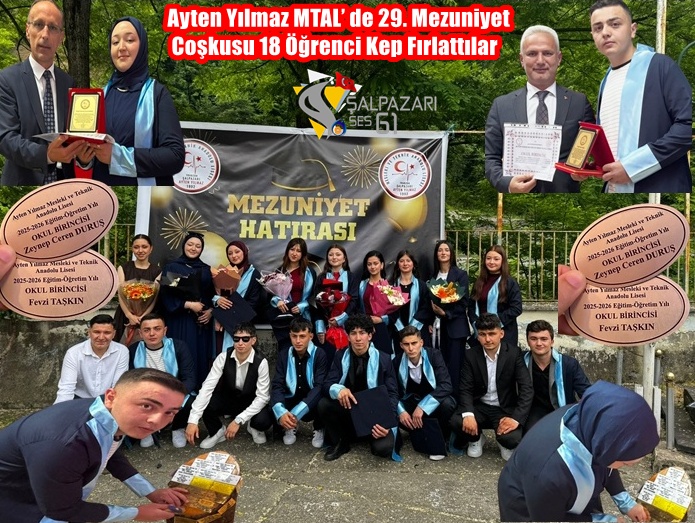 Ayten Yılmaz MTAL’ de 29. Mezuniyet Coşkusu 18 Öğrenci Kep Fırlattılar