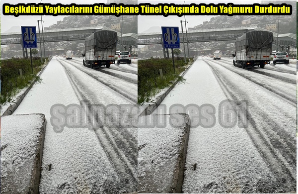 Beşikdüzü Yaylacılarını Gümüşhane Tünel Çıkışında Dolu Yağmuru Durdurdu